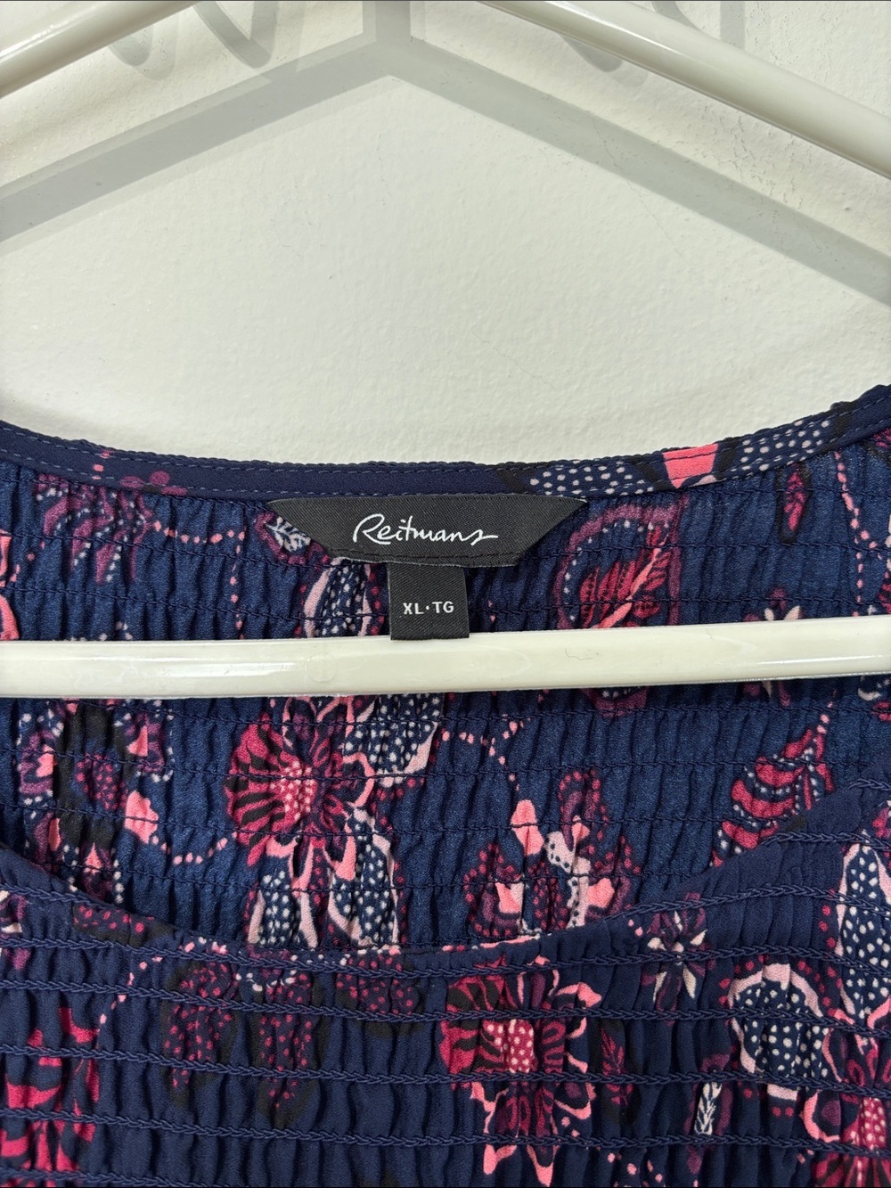 Reitmans XL Navy Floral Midi Dress with Pink Accents - Picture 2 of 7